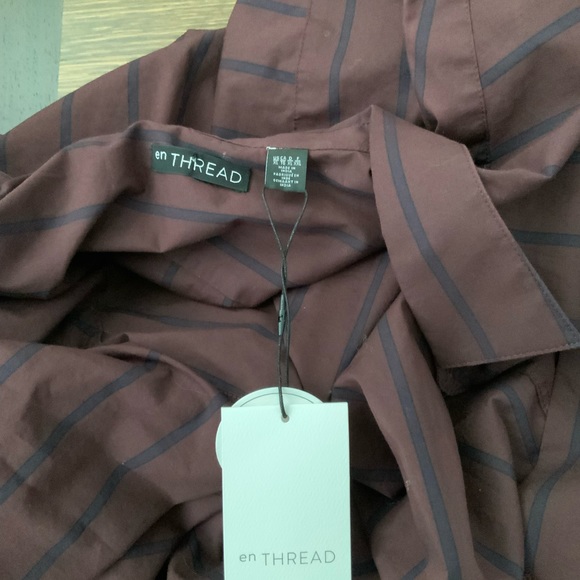 EN THREAD Men’s Burgundy Stripe Button Up Long Sleeve Shirt Size XL BRAND NEW - Picture 4 of 11